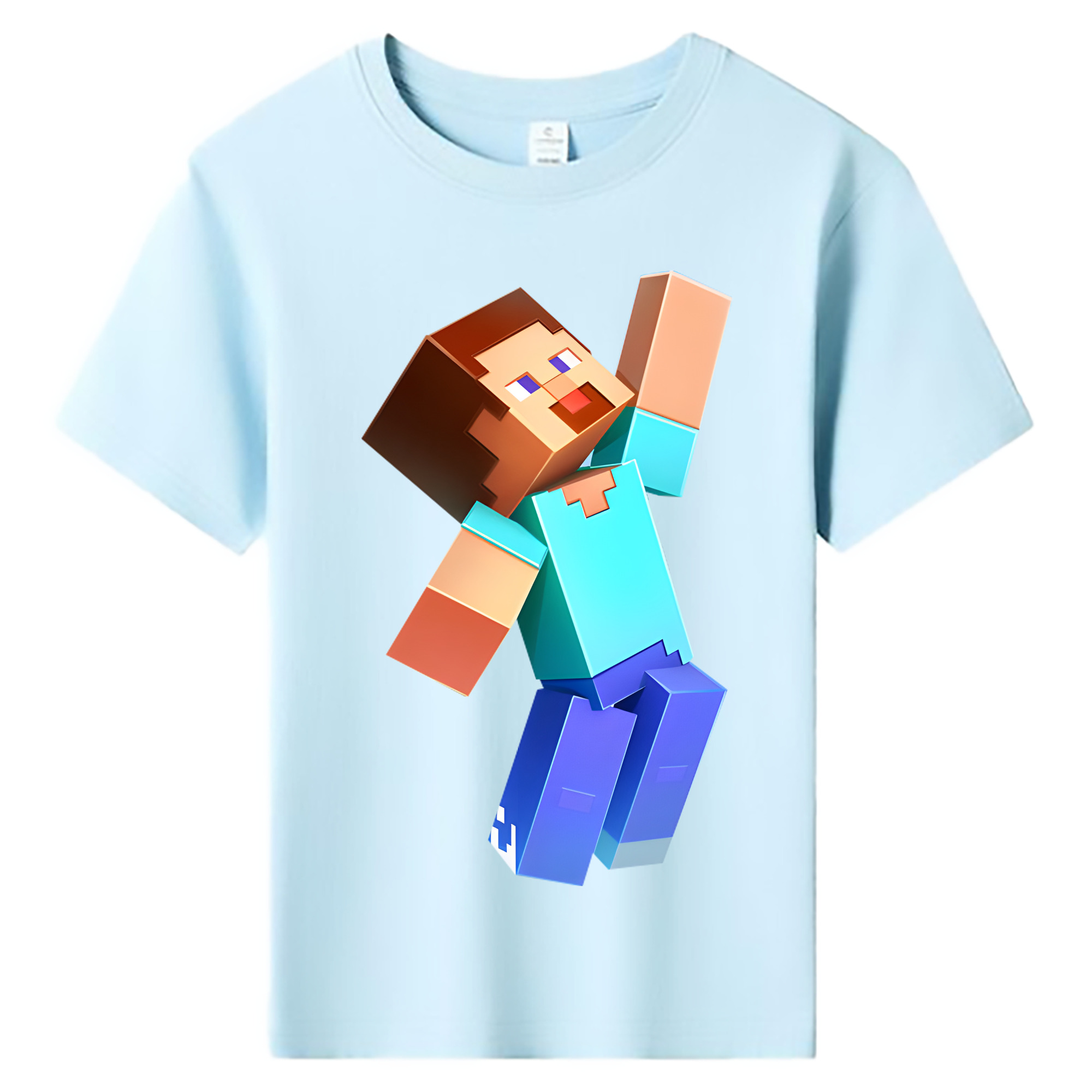 （画像用） マインクラフト ブロックの世界 Minecraft MC Block world 綿100％キッズTシャツ（フロントプリント）